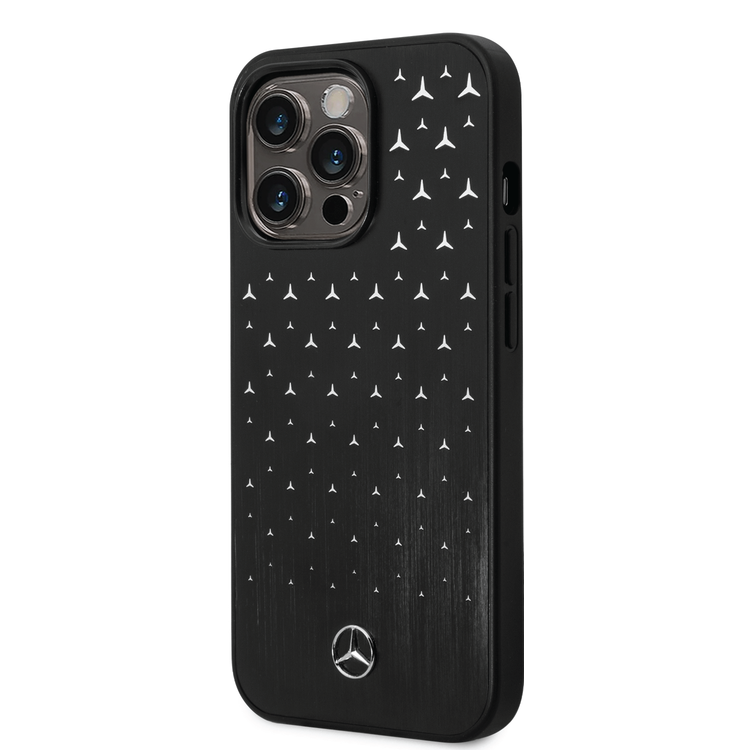 Mercedes-Benz Aluminum Case with Star Pattern Bumper ProtectioniPhone 14 Pro Max Compatibility - Black