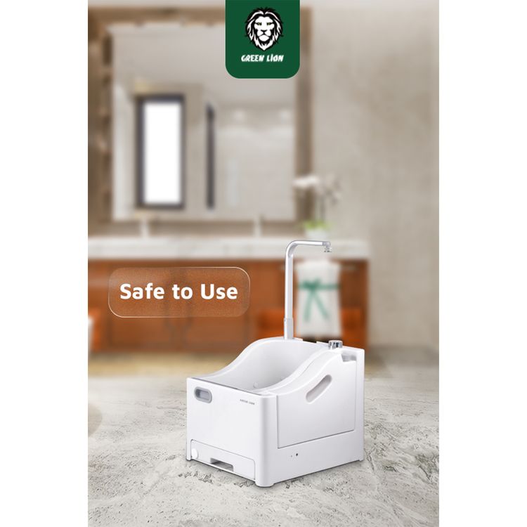  Green Lion Portable Wudu Machine with Pressure Foot Pedal, 2.5 L Clean Water Capacity, 2x1800 mAh Batteries, Lightweight Design, No Installation Required, Safe to Use - White