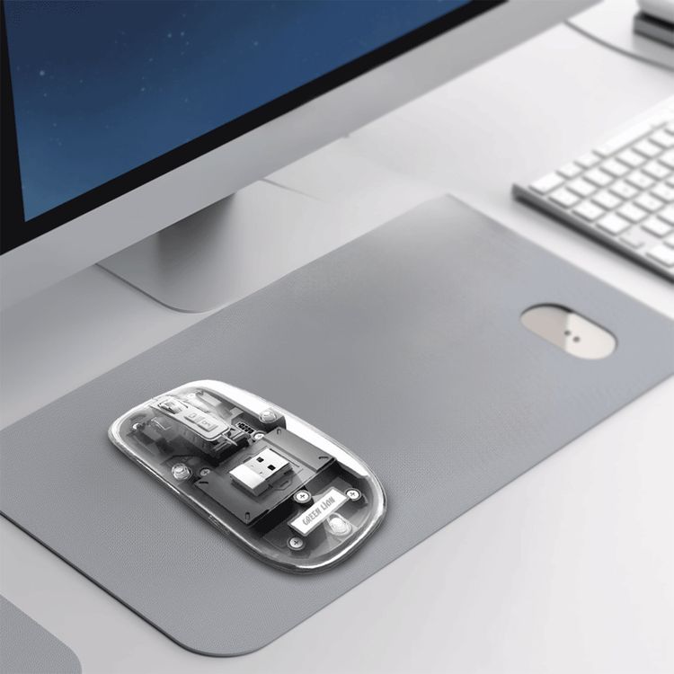 ماوس شفاف من Green Lion بدقة بصرية قابلة للتعديل، يصل إلى 3 ملايين نقرة، بطارية بقوة 400mAh، يتصل بما يصل إلى 3 أجهزة، تقنية التوصيل والتشغيل، يصل مدى الاتصال اللاسلكي إلى 10 أمتار - رمادي