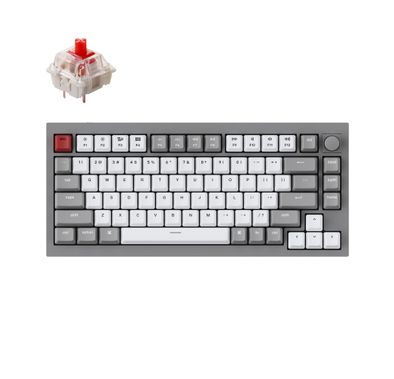 Keychron Q1 QMK Gateron Phantom Mechanical Keyboard with Knob, RGB, Red Switch & Custom Hot-swappable | Ergonomic Design Gaming Keyboard - Space Gray