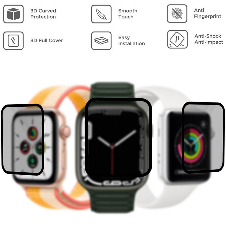 Liberty Guard 3D Full Cover Soft PET Edge Lens Protector for Apple Watch (41mm), Anti Shock & Anti Impact - Clear