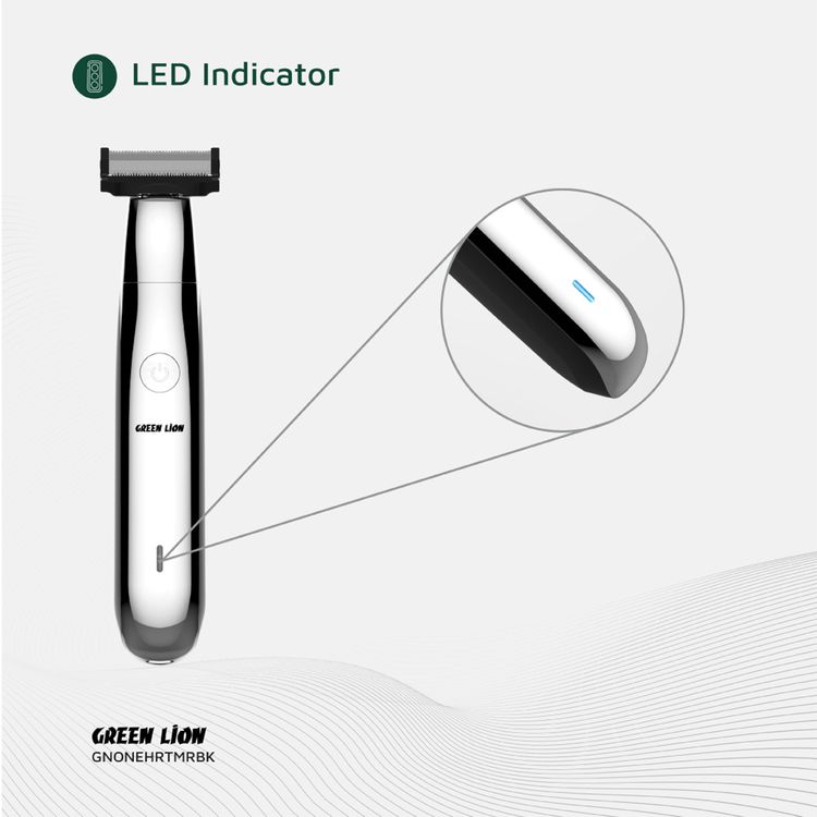 Green Lion One Blade Pro Hair Trimmer with 4 Interchangeable Combs, Up to 60 Minutes Working Time, 6500RPM Motor Speed, LED Indicator, Stainless Steel Blade - Black