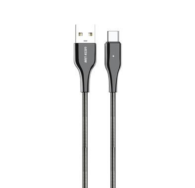 Green Lion Metal Spring Hose Cable USB-A to USB-C with 18W Power Delivery, 1m Cable Lenght, Metal Hose + Zinc Material - Silver