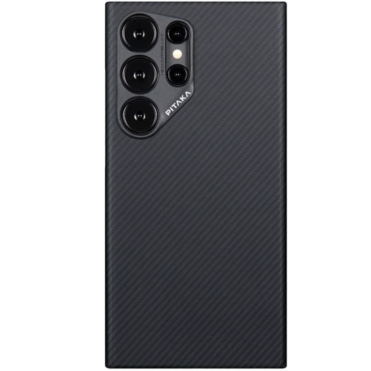 Pitaka MagEZ Case 4 for Samsung Galaxy S24 Series, MagSafe compatible, Anti-Slip Textured Grip, Impossibly Thin Size and Lightweight - Black/Grey Twill