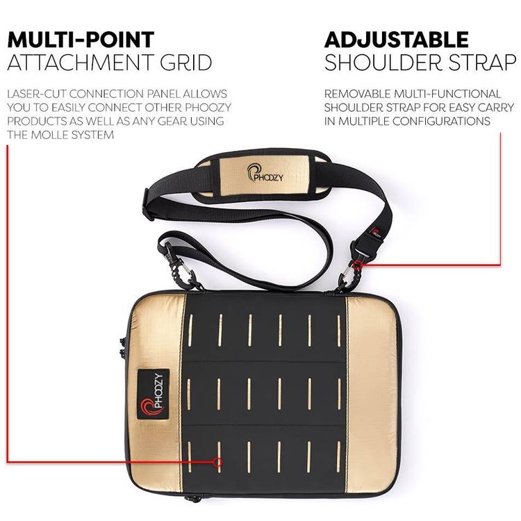 Phoozy Thermal Laptop/Tablet Case Capsule, Prevents Overheating & Freezing, Floating Case Bag, Adjustable Shoulder Strap with Laptop / Tablet (13") Gold