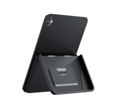 Levelo Omni 4-in-1 Case with Built-In Hand-Grip for iPad Pro 11", Strong Magnetic Hold, Pen Slot Holder, Card Holder - Black