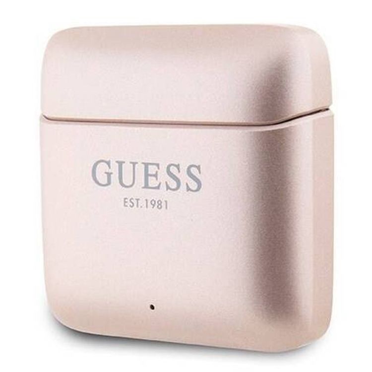 Guess Satined Finish True Wireless Earbuds with Touch Controls, Voice Assistant Support, Multiple Sizes of Silicone Ear Tips, Passive Noise Isolation, 6mm Driver Size, 300mAh Charging Case Battery - Pink