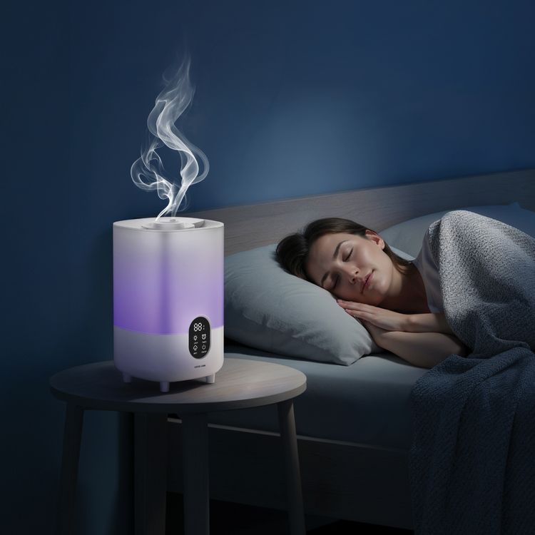 Green Lion Spring Mist Air Humidifier with 3.7L Water Tank Capacity, 6-Level Humidification, LED Night Light, Top-Fill Design, Anti-Slip Base, Quiet Operation, 30² Wide Coverage, Hidden Aroma Diffuser, Low-Water Indicator, Plug-in Use, Touch-Control Display, 350mL/h Mist Output - White