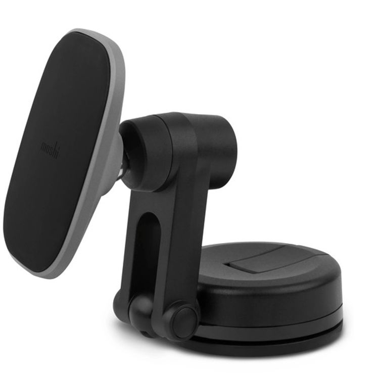 Moshi MSHI-L-122007 SnapTo Universal Car Mount with Wireless Charging Black, Qi-Certified, Fast-Charging 10W Max, Car Mount 4 Mounting Options - Black