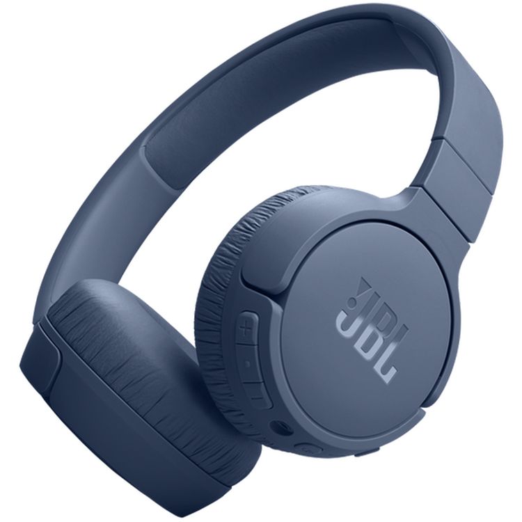 JBL T670 Over-Ear Noise Cancelling Bluetooth Stereo Wireless Headphone, Up to 70Hours Battery Life, Multi-Point Connection, Flat-fold design, Detachable Cable, Audio cable, Speed charge - Blue 
