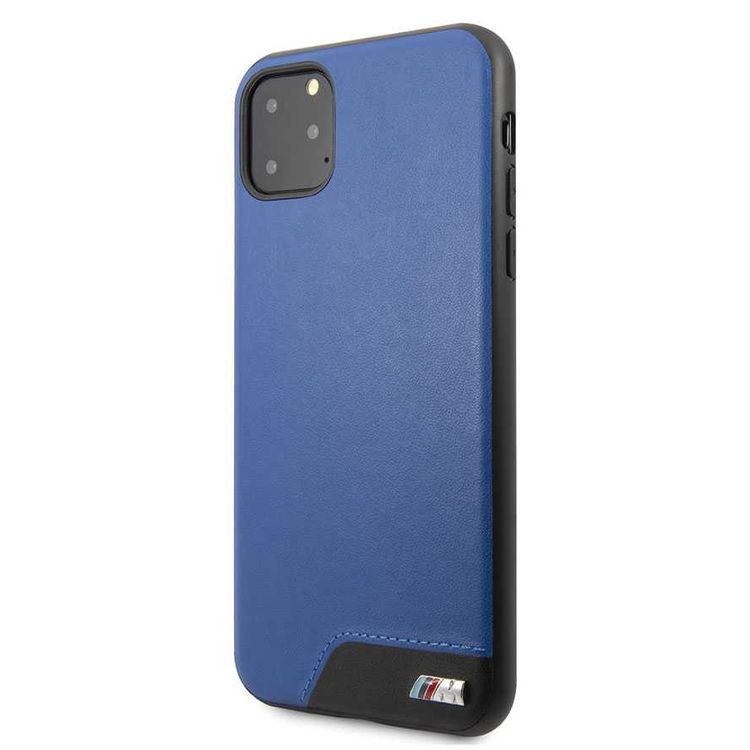 CG Mobile BMW Hard Case Smooth PU Leather For iPhone 11 Pro Max, Premium Leather, Anti-Scratch, Camera Protection, Easy Access to All Ports - Blue