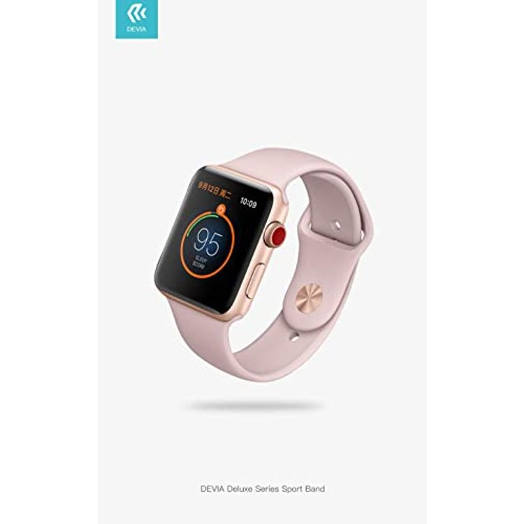 Devia Deluxe Series Sport Band for Smartwatch - Soft & Flexible Replacement Wrist Band Strap Compatible for Apple Watch 38/40MM - Easy Snap-on Strap - Pink Sand