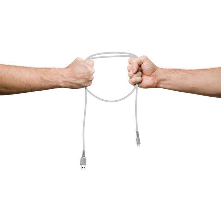 Porodo Metal Braided Lightning Cable 2.4m, Fast Charge, Data Sync, Stable Data Transmission - Gray