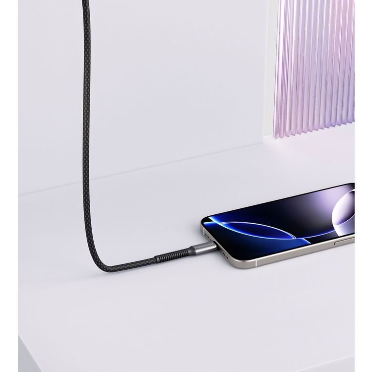 Powerology USB4 Braided USB-C to USB-C Cable, PD 240W, E-Marker Optimized Power Flow, 40Gbps Data Transfer, 1.5m Cable, Up to 8k Video Output, Powerful Laptop Charging, Aluminum Alloy Shell, High-Speed Charging Cable - Black