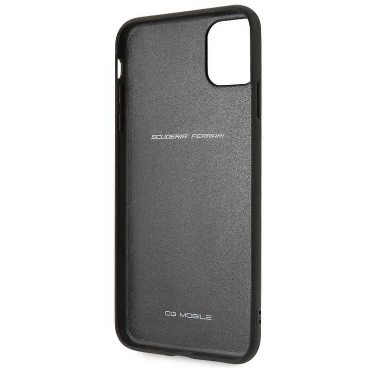 CG MOBILE Ferrari Leather Hard Phone Case Victory Compatible for iPhone 11 Pro Max (6.5") Shock Resistant Mobile Cover Officially Licensed - Black