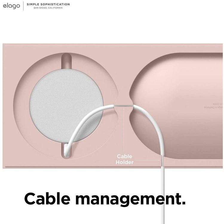 elago Charging Tray with MagSafe Charger Magnetic Wireless Charger Tray, with iPhone 12, Pro, Pro Max, Mini and other Wireless Chargers phones [Magsafe Not Included] Pink Sand