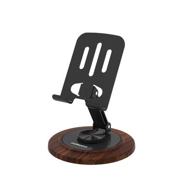 Porodo Blue 360° Rotating Base Desktop Phone Holder with  Foldable Design, Stable and Non-Slip Base, Adjustable Arm, Horizontal and Vertical Viewing, Durable Material, 2kg Load Capacity - Black