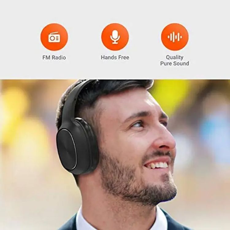 Porodo Soundtec Wireless Headphones with Noise Cancelling, Active Siri, Pure Bass, 2 Hours Charging Time, 12 Hours Playtime, 400mAh Battery Capacity - Black