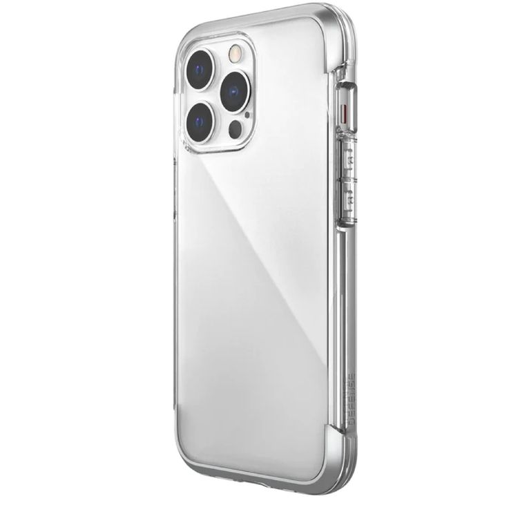 كفر حماية X-Doria Raptic Air لهاتف iPhone 14 Pro Max، إطار مرتفع، جزء داخلي من المطاط الناعم، نحيف وصغير الحجم، قابل لإعادة التدوير والتحلل البيولوجي، حماية من الخدش والتلف - فضي