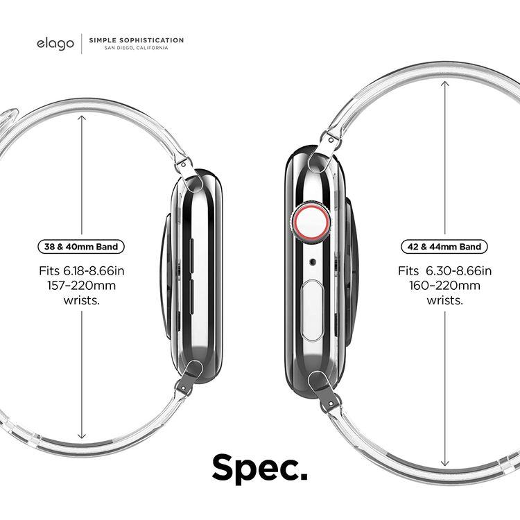 elago Clear Strap Compatible with Apple Watch Band, Compatible with iWatch Series 6 SE 5 4 3 2 1, Transparent Smartwatch Replacement Wrist Band (42mm/44mm) - Clear
