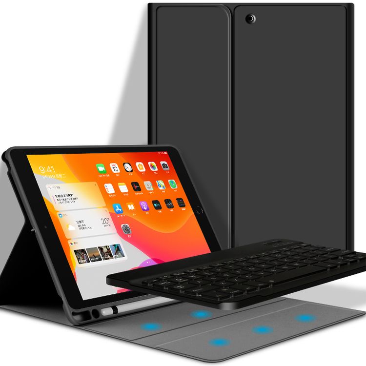 حافظة iPad Mini من الجلد باللون الأخضر مع لوحة مفاتيح لاسلكية باللغة الإنجليزية/العربية لجهاز Apple iPad Mini 8.3" 2021 - أسود