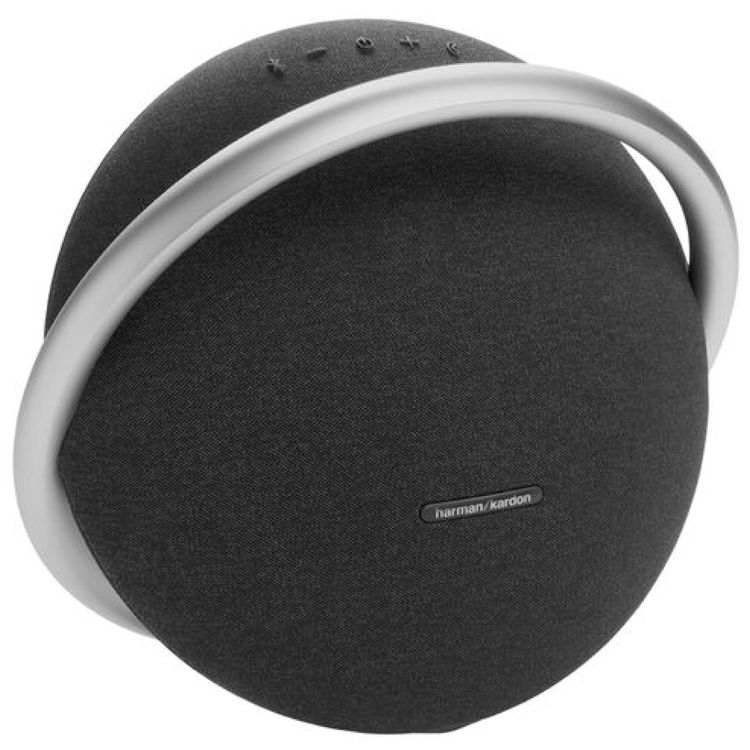 Harman Kardon Portable Bluetooth Speaker Onyx Studio 8 with Elegant Design, Self-Tuning, Eco-friendly Materials, Built-in Dual Microphone, Stereo Sound with Two Speakers - Black