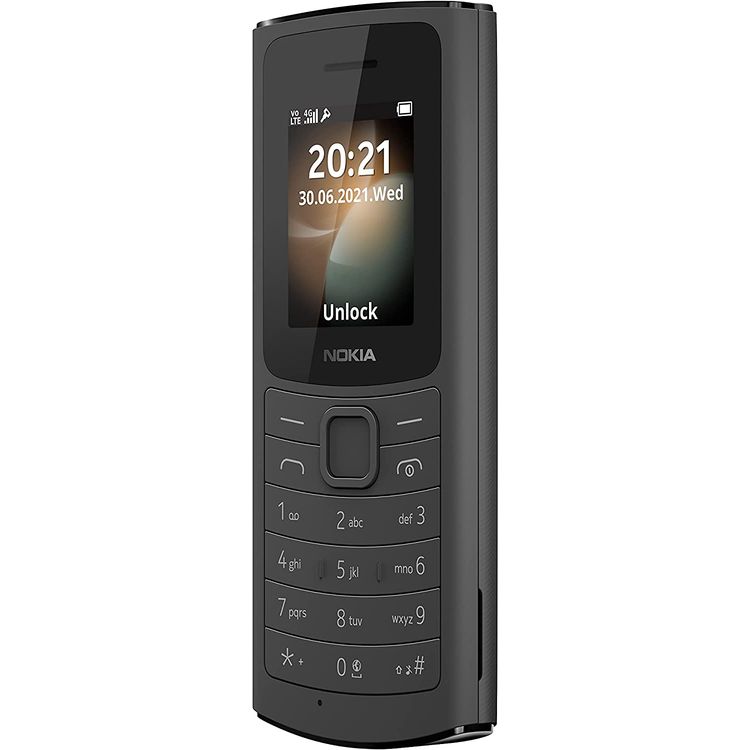 Nokia 110 4G Classic Feature Phone, Dual Sim, 1.8" Screen, Long Battery Life - Black