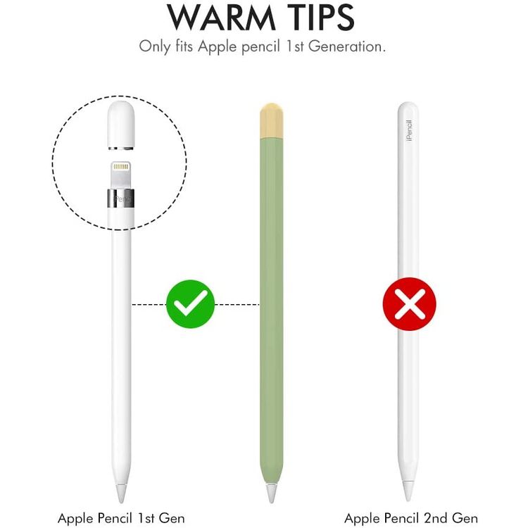 Ahastyle Duotone Case, Premium Silicone Anti-Slip Sleeve Cover with Cable Adapter Tether Kit Compatible for Apple Pencil 1st Generation - Avocado Green/Yellow