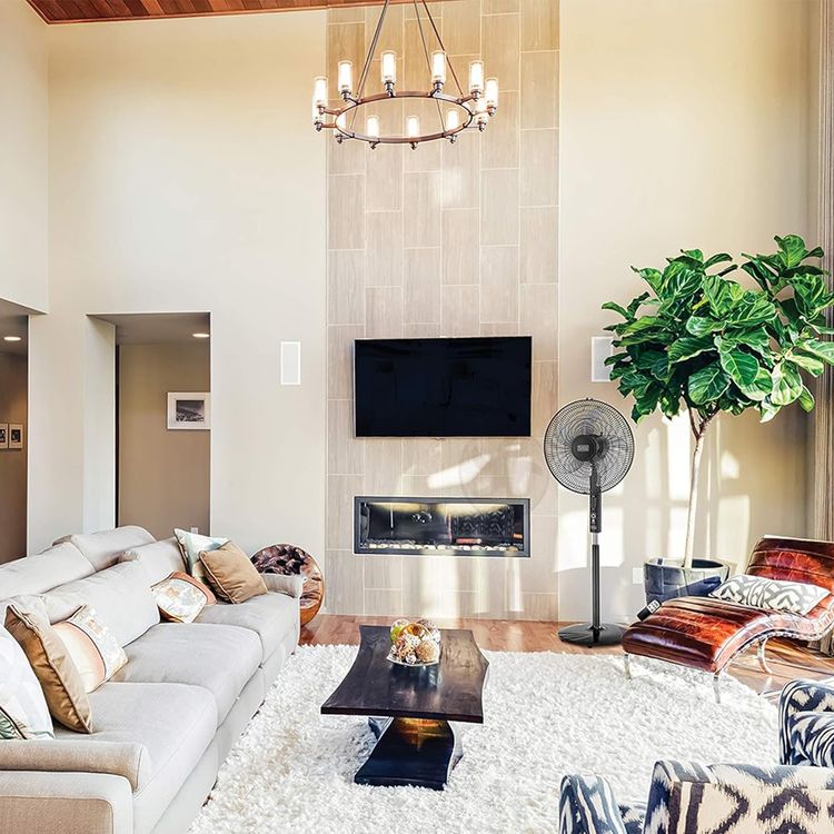 Black+Decker 60W 16 Inch Stand Fan with Remote Control, 3 Speed Modes (Low/Medium/High), 90° Wide Oscillation, Adjustable Height, 5AS Blade, Cooling and Air Circulation – Black