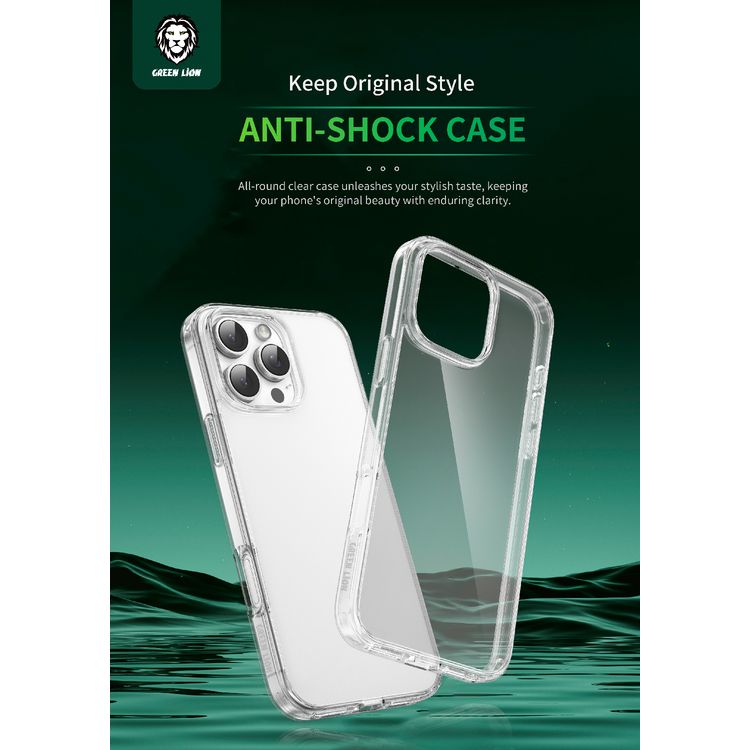 Green Lion 4-in-1 Defender Pack for iPhone 16 Pro Max, Anti-Shock Case, Nano HD Full Protection, Camera Lens Film, 3D Pet HD Glass - Clear 