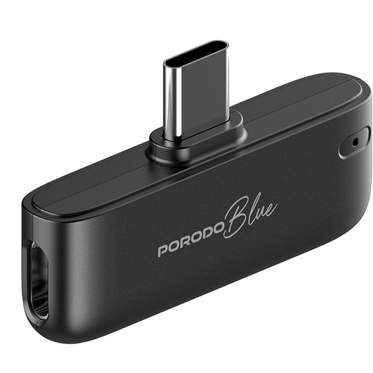 Porodo Blue ClipMic Pro Wireless Microphone with Advanced Noise Cancellation,  Smart Plug & Play Audio, Omnidirectional, Long-Distance Transmission, Instant Auto-Pairing, Universal Device Compatibility - Black