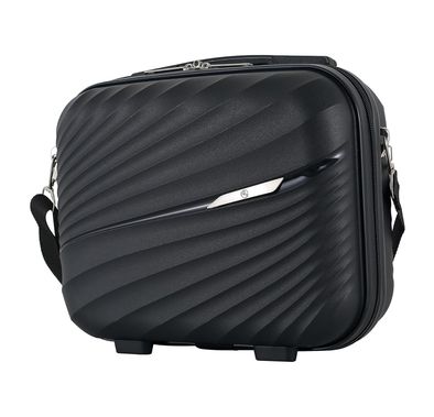 H.T Luggage Bag, Hard Case Polypropylene (PP) Material, Expandable, Telescopic Handle, Scratch Resistant, TSA Lock, Vanity Case Size - Black