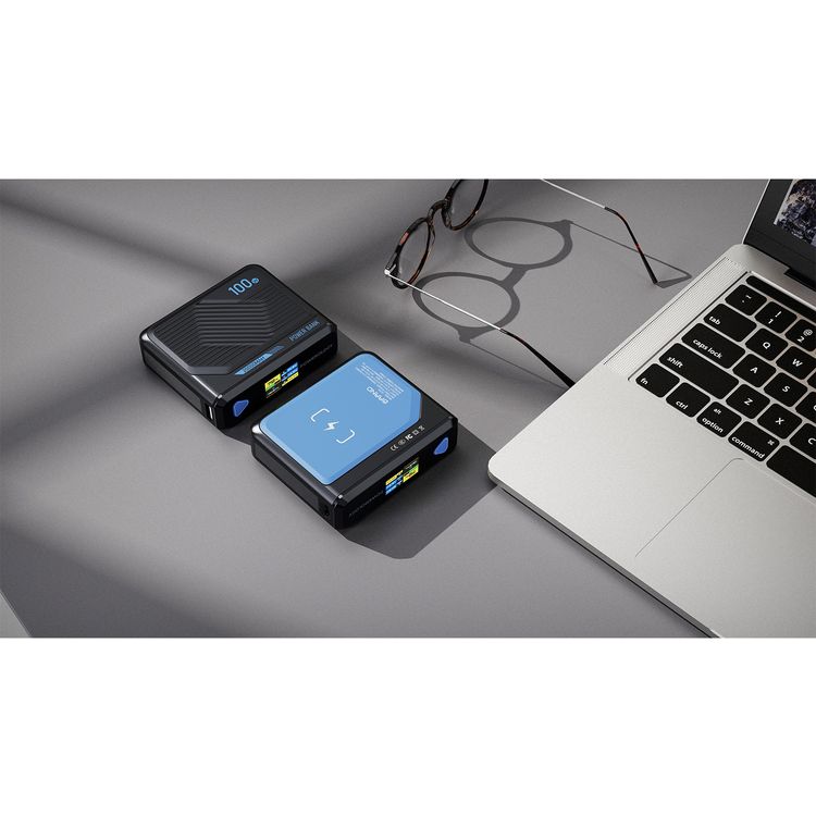 Powerology Ultra Mini 20000mAh Power Bank with Simultaneous Charging, Power Info Display, 100W Power Delivery, 15W Wireless Charging - Black