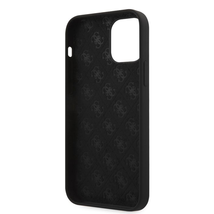Guess Liquid Silicone Case w/ Metal Logo for iPhone 12 / 12 Pro (6.1") - Black
