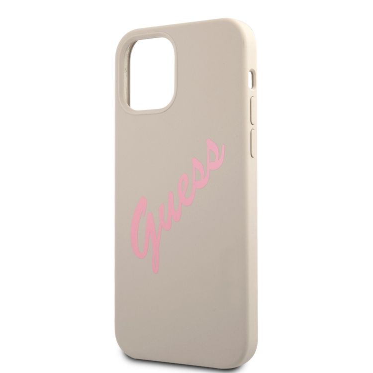 CG MOBILE Guess Silicone Vintage Hard Case With Pink Script, Easy Access to All Ports, Anti-Scratch, Shock-Absorption & Drop Protection Back Cover