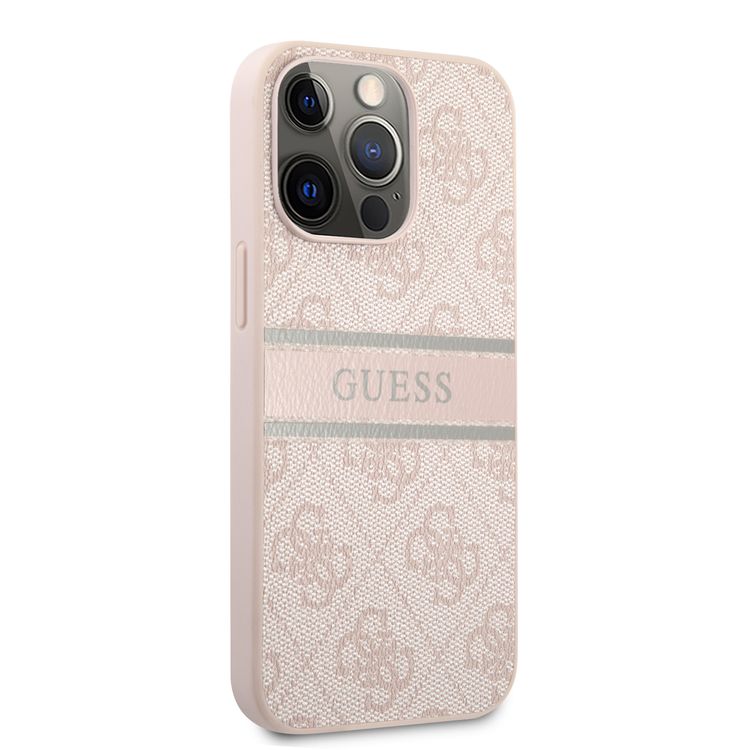 CG MOBILE Guess 4G PU Leather Case with Printed Stripe Compatible for iPhone 13 Pro (6.1") Anti-Scratch, Easy Access to All Ports, Shock Absorption