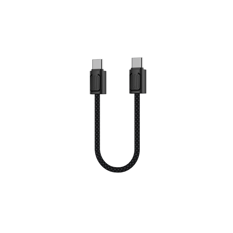 Porodo Chargeloop Keychain USB-C to USB-C Data Cable with 60W PD Output, 480Mbps Data Transfer Rate, 20cm Cable Length, Durable Zinc Alloy & Nylon Braided Material, High-Speed Charging, Compact Design - Black