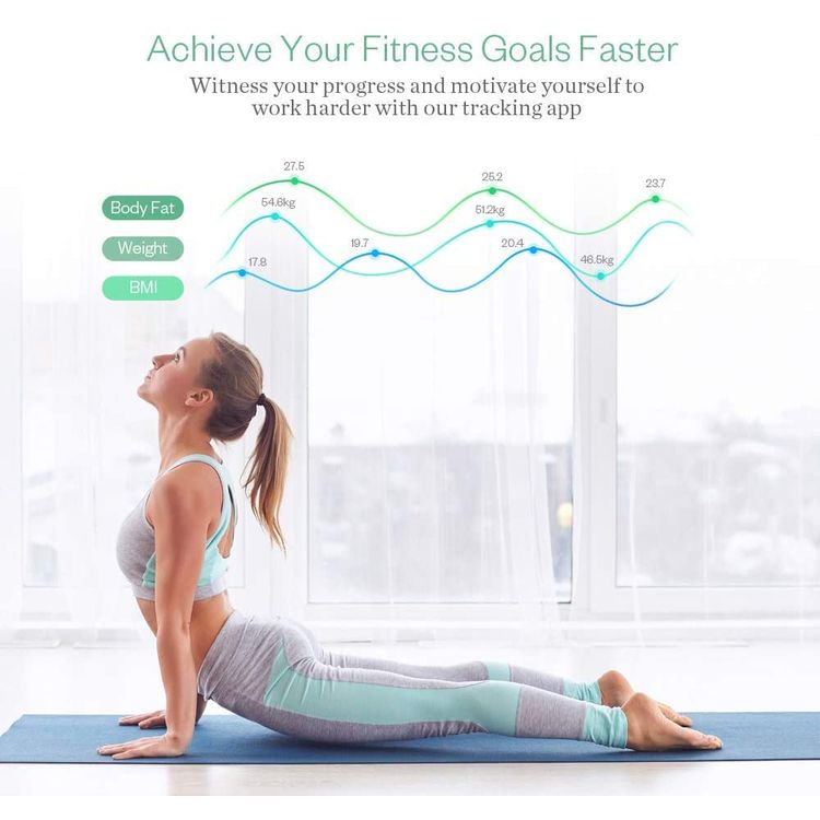 Anjou Body Weight Scale, Bluetooth Smart Wireless High Precision Digital Body Weight Scale / Composition Analyzer / Health Monitor with iOS and Android App for Body Weight / Fat / Water / BMI / BMR / Muscle Mass - White