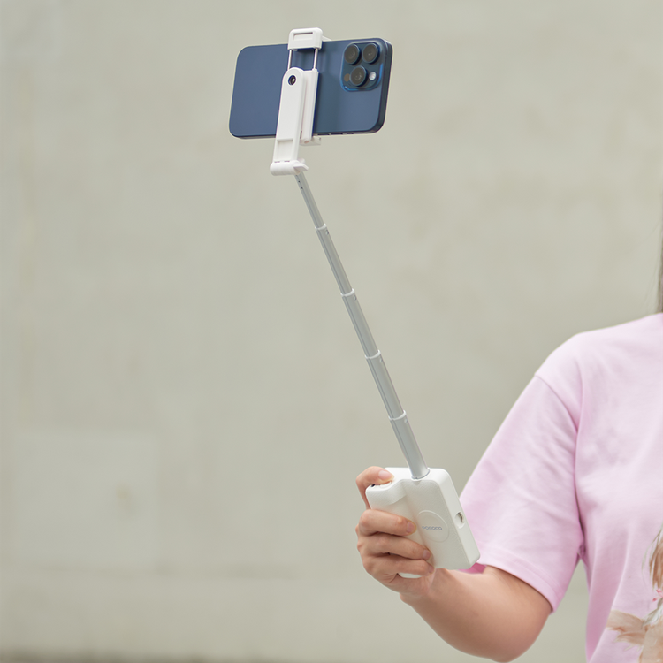 Porodo Lifestyle 3-in 1 Bluetooth Selfi Stick with Detachable Fill Light & Stand, 360° Rotation, Extendable Arm, 12 Hours Working Time - White