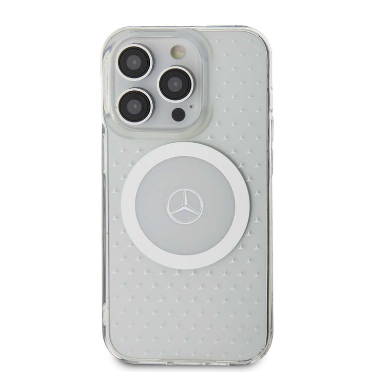 Mercedes-Benz iPhone 15 Pro Max Transparent Magsafe Case Stars Pattern - White