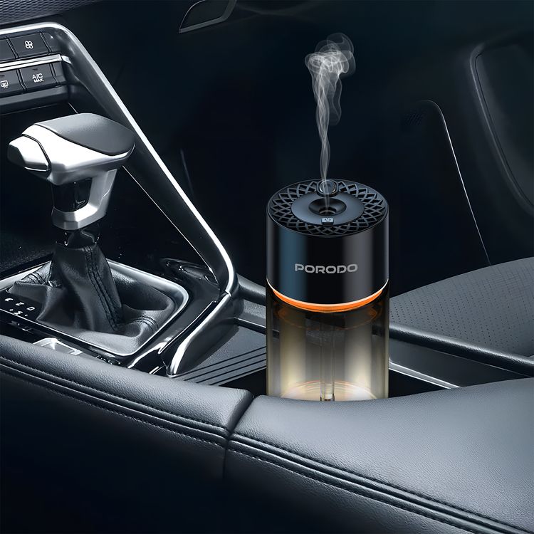 Porodo Valencia Smart Aroma Diffuse with Ambient Lighting, 120mL Bottle Capacity, 300mAh Battery Capacity, Type-C Charging Port, Smart Sensor, 5 Spray Modes - Black