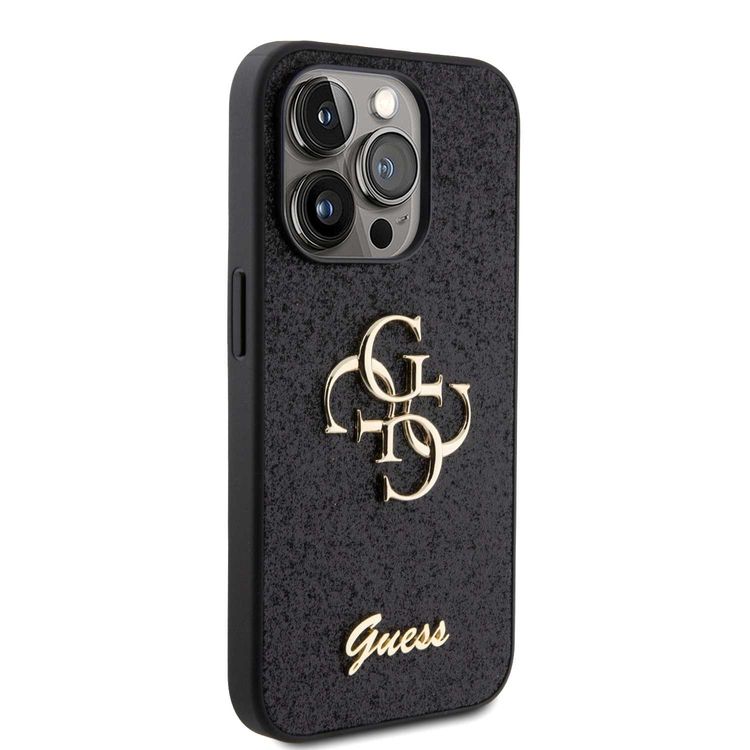 Guess Fixed Glitter Case with Big 4G Logo - Black - iPhone 15 Pro