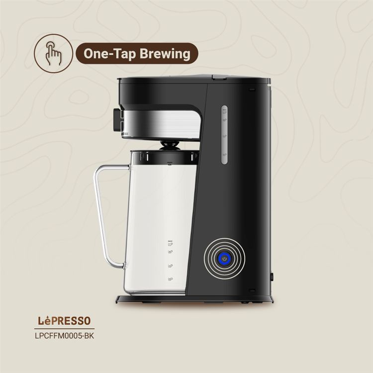 LePresso Cold Brew Machine for Iced Coffee & Tea Preparation, 2.5L Pitcher Capacity, Adjustable Brew Strength, 900mL Water Tank Capacity, Auto Shut-Off, One-Tap Brewing - Black