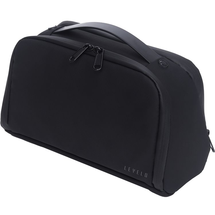 Levelo Oslo Pouch & Toiletry Bag with Exquisite Safeguarding, Polyester with Coating, Lightweight Design, Water Resistant, Ample Space - Black