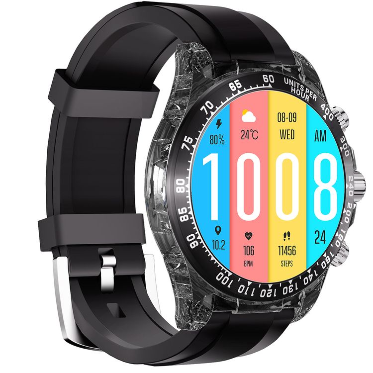 Porodo Raytona Smart Watch for Android and iOS Mobile Phone, 1.43" Touch Display, Wireless Charging, Multiple Sport Modes, Bluetooth Calling, Health Monitoring - Black