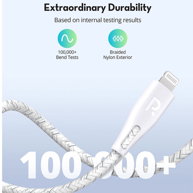 iPhone Cable to Type-C RAVPower RP-CB1003WHI Lightning Cable to Type-C - White