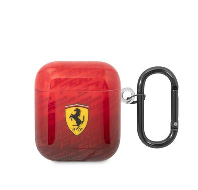حافظة CG MOBILE Ferrari بتصميم نمط Scuderia Ferrari متوافق مع Airpods 1/2 - أحمر