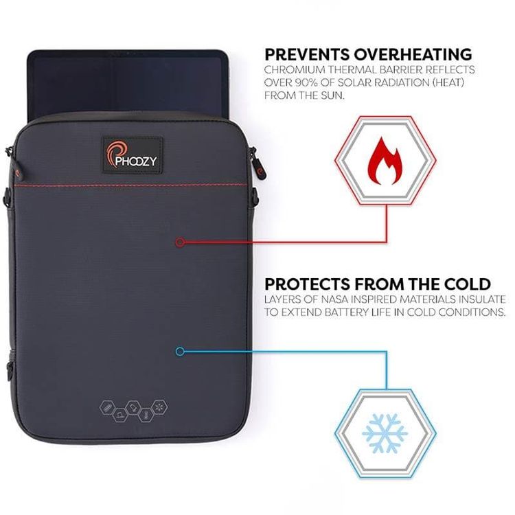 Phoozy Thermal Laptop/Tablet Case Capsule, Prevents Overheating & Freezing, Floating Case Bag, Adjustable Shoulder Strap with Laptop / Tablet (13") Black