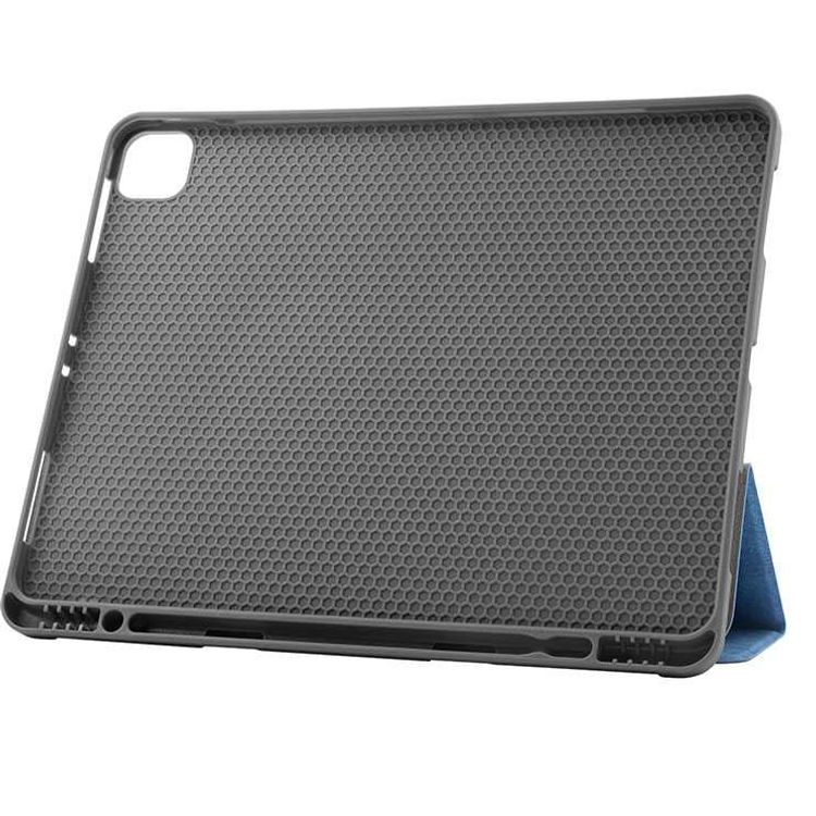 Comma Leather Case with Pencil Slot for Apple iPad Pro 12.9" (2021), Shock & Scratch Resistant, Shock & Drop Protection, Camera Protection, Easy Access to All Ports - Blue