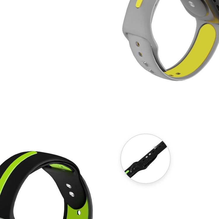 Green Lion Tanoshi Watch Strap, Fit & Comfortable Replacement Wrist Band, Adjustable Straps Compatible for Apple Watch 42/44mm - Gray / Yellow